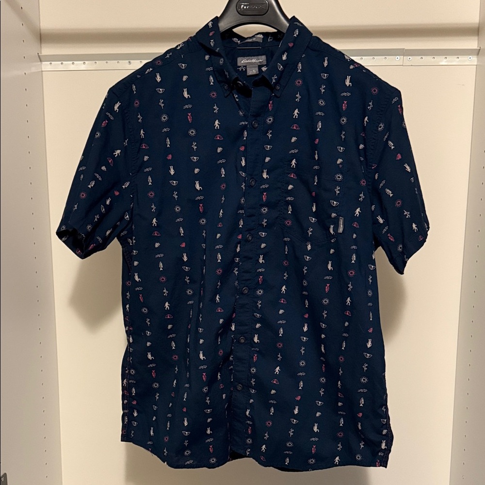 Eddie Bauer Dark Blue Men's Shirt with Pattern